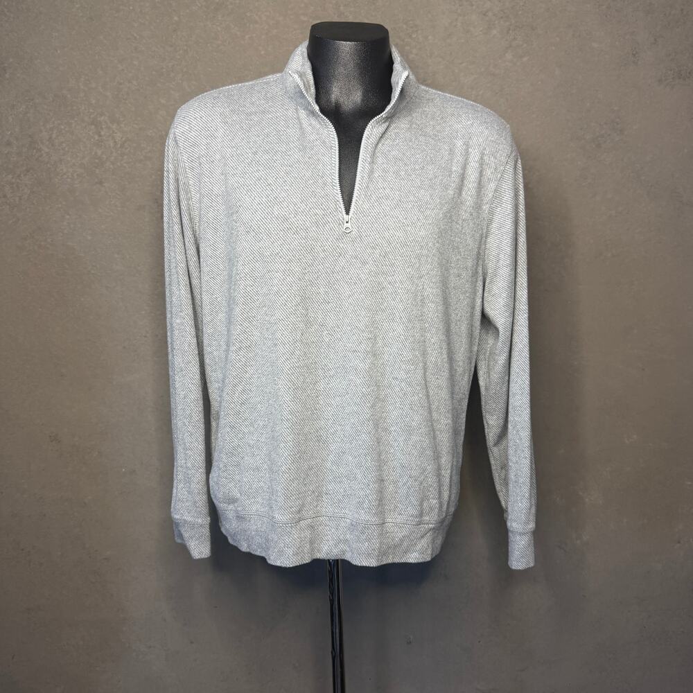 Faherty Brand Mens XL Gray Quarter Zip Pullover Sweatshirt Coastal Premium